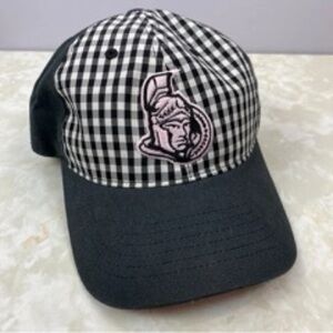 Ottawa Senators Black Pink Gingham Old Time Hockey Adjustable Hat